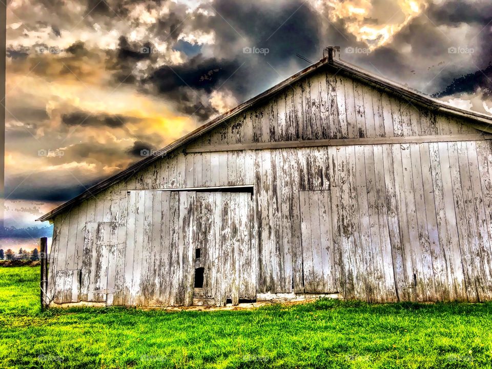 Barn at sunset