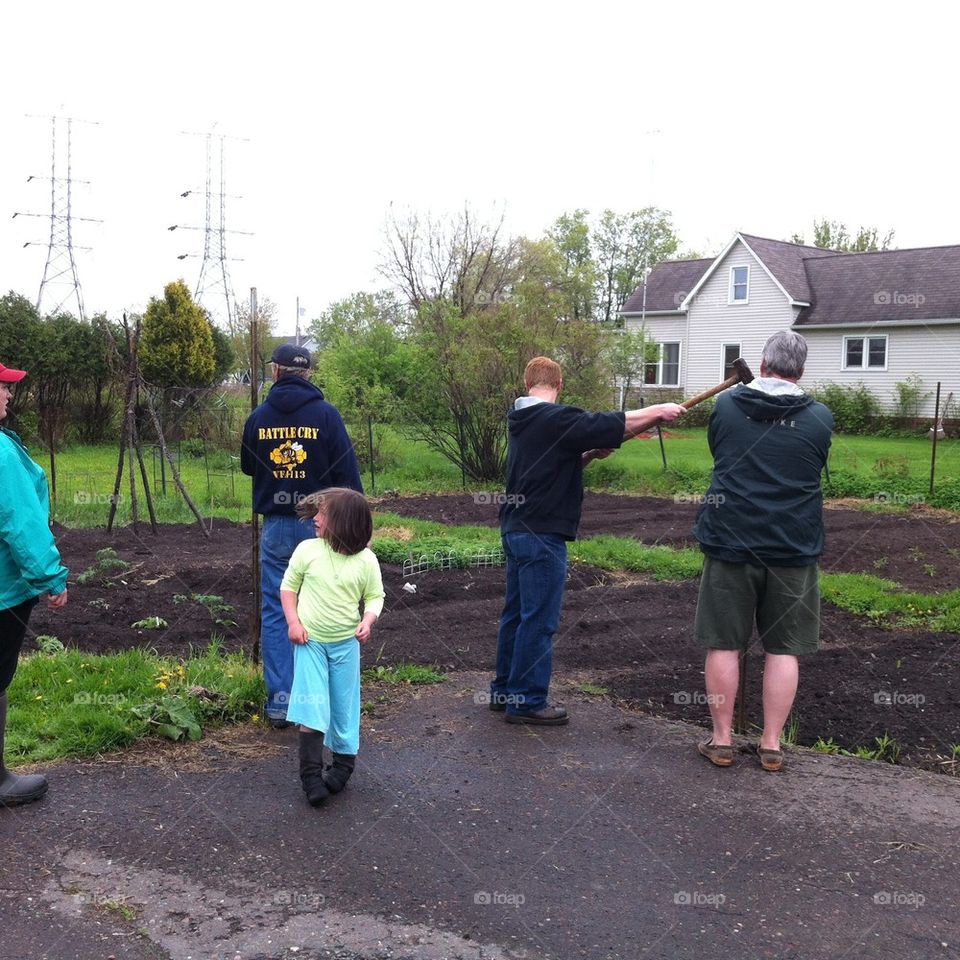 Working on the garden