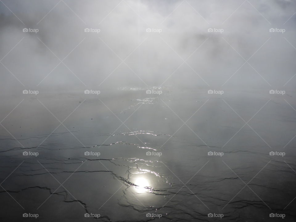 Sunshine through the steam at Yellowstone