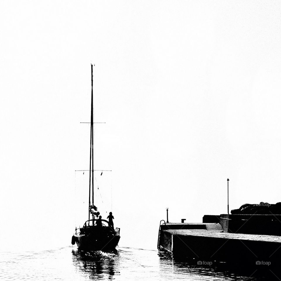 sweden sea boat port by spidercam