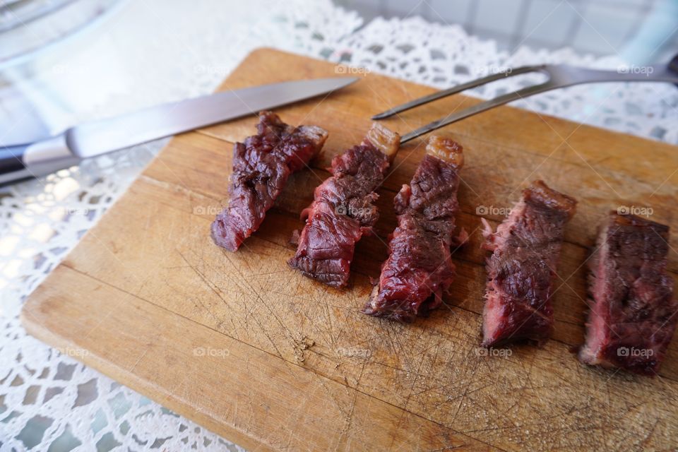 Barbecue at home in Brazil. Picanha is a cut of beef first made popular in Brazil, and later adopted in Portugal.
In the United States, the cut is little known and often named top sirloin cap, rump cover, rump cap, or culotte.