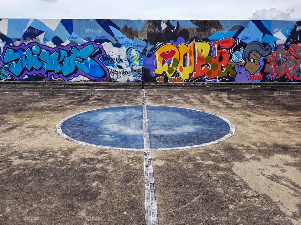 urban playground, colorful vivid street art graffit