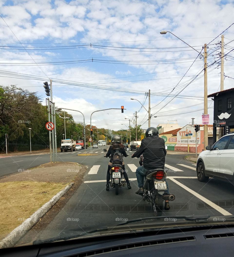 Going to work by motorbike