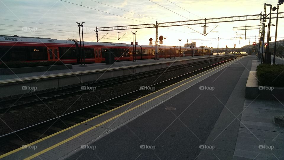 Sunrise on the station. Captured on my way to Oslo one morning