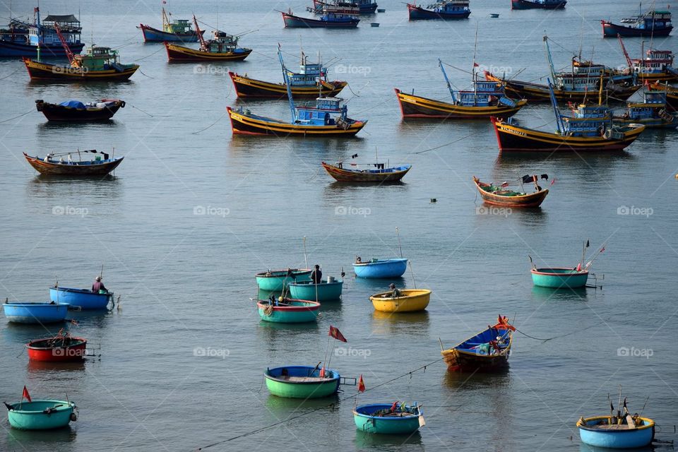 Beautiful traditional boat in Mui Ne in the center of Vietnam 