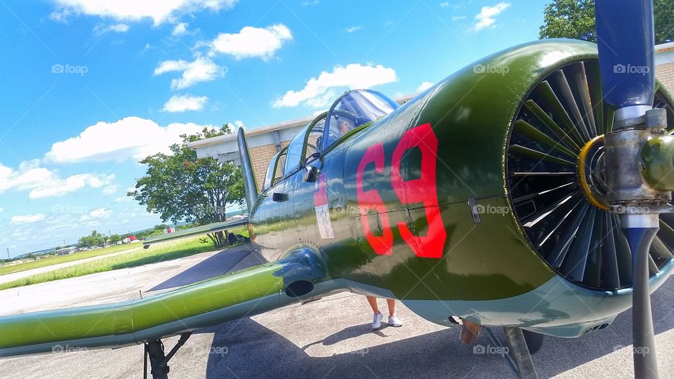 vintage airplane. a restored fighter plane