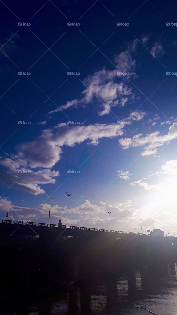 Airplane in the clouds