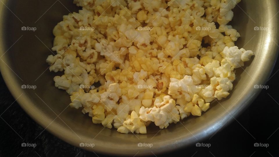 Popcorn in a Metal Bowl