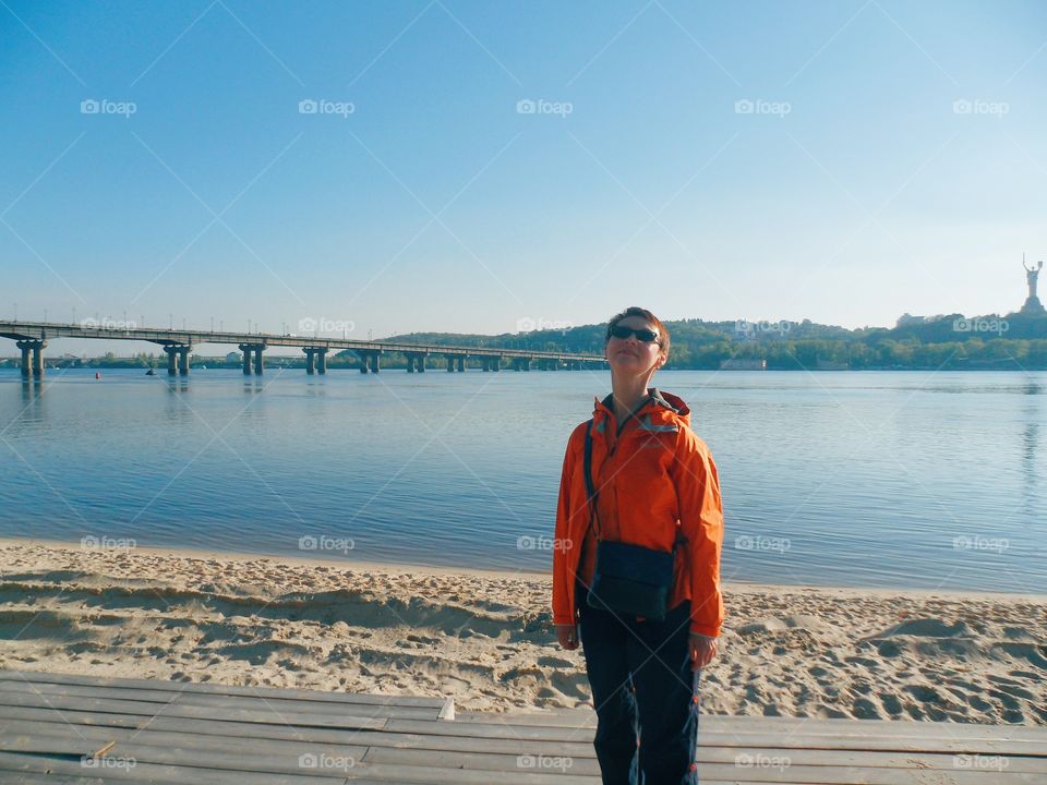 Girl in an orange jacket