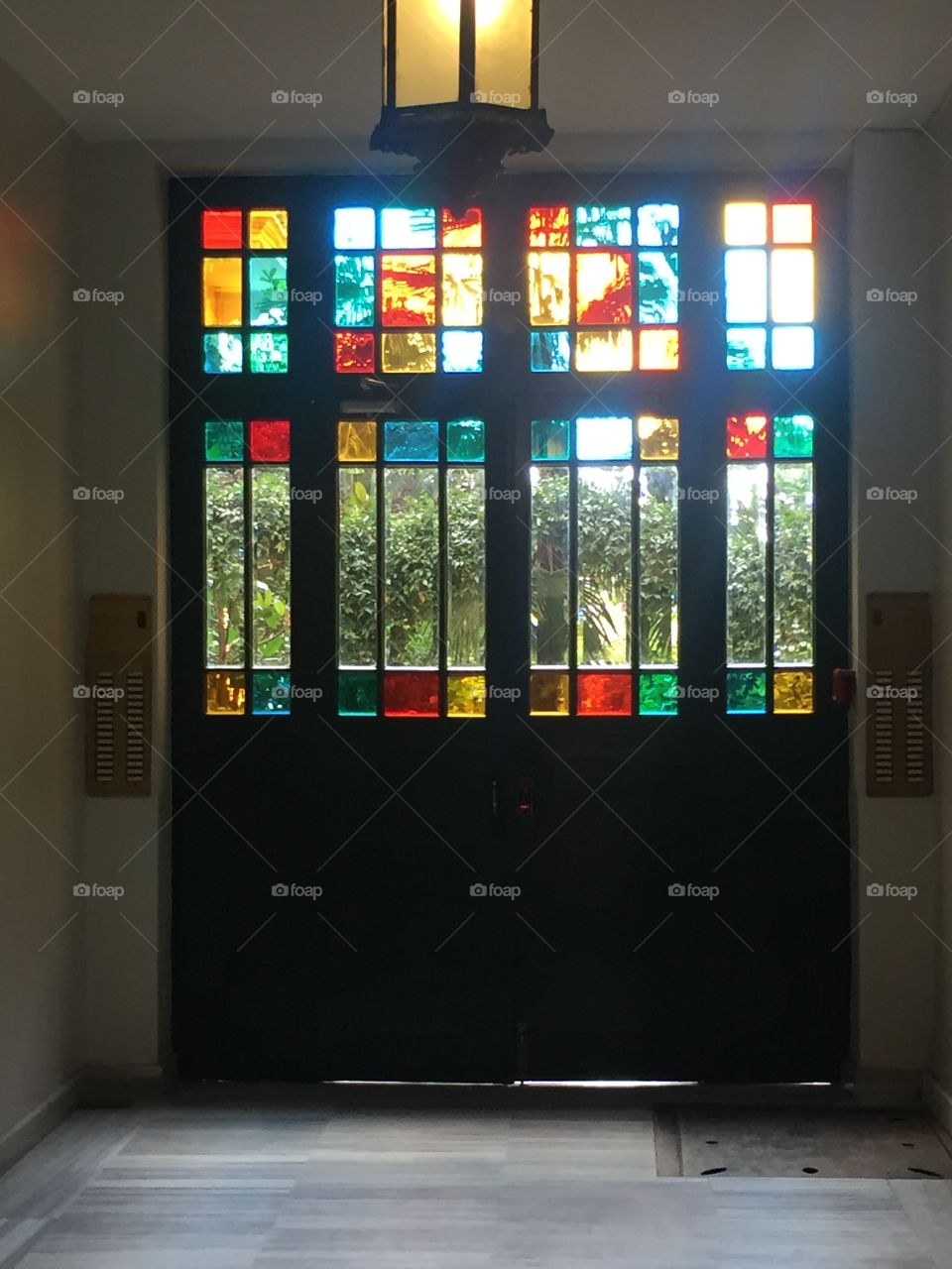 Stained glass doors