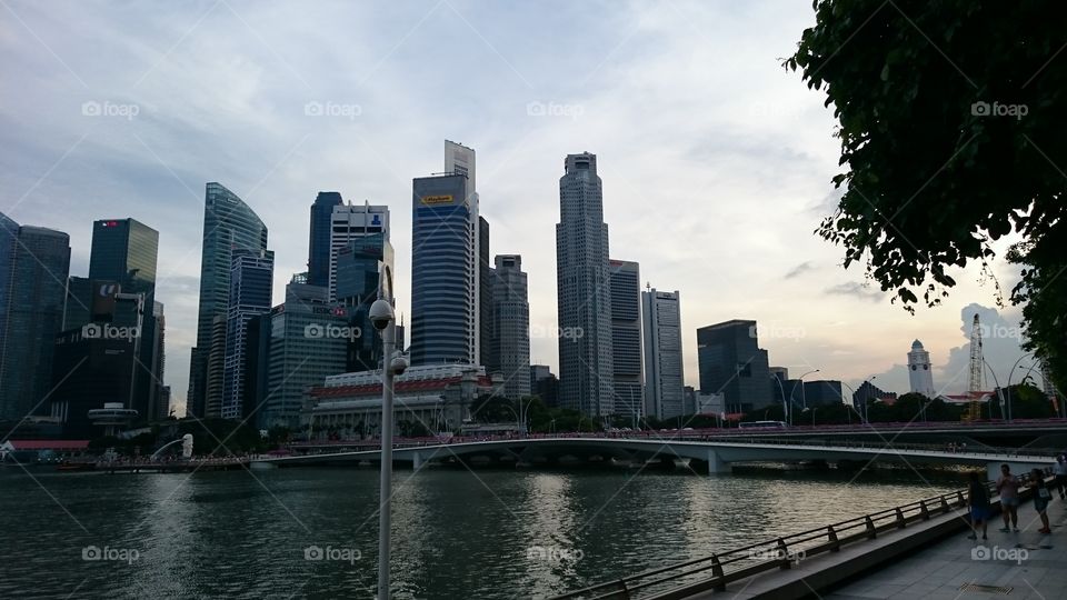 Singapore Riverside.. Sunset by the Singapore river in the evening.
