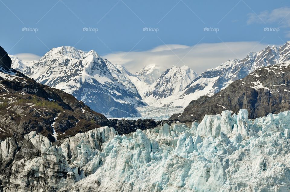 Snowy mountain and glacier