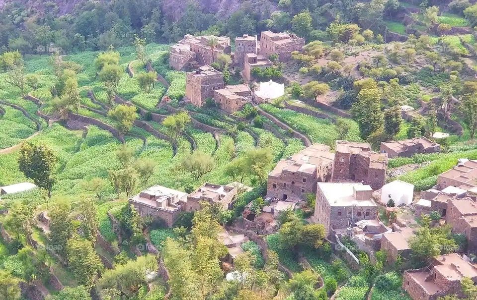 Glory be to God, the magnificent and picturesque view and the natural green trees are a view that is nothing more wonderful than it