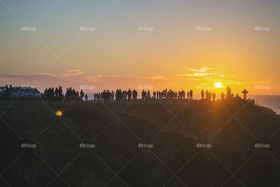 Orange sunset at the beach