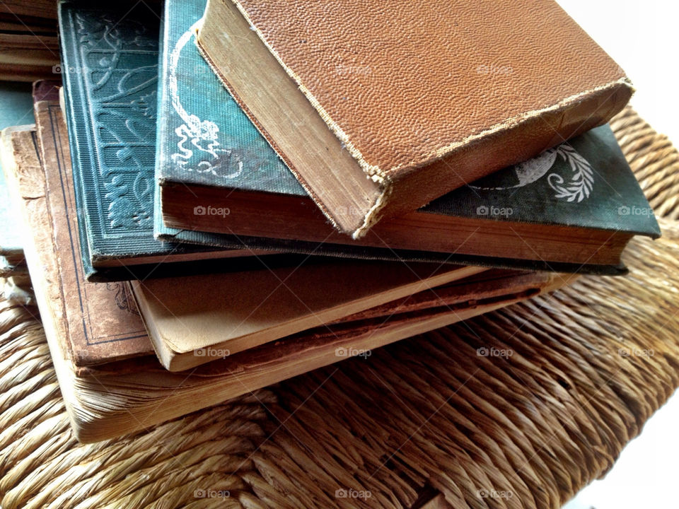 Old books on a chair