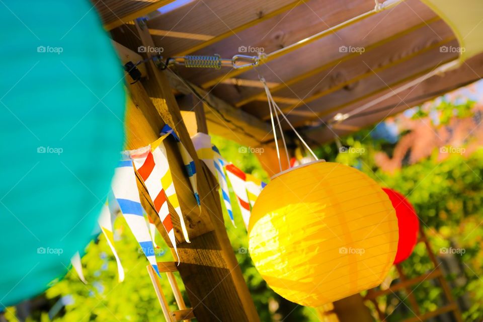 High angle view of lanterns