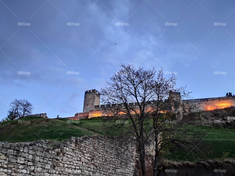 Belgrade Serbia Kalemegdan fortress at dusk