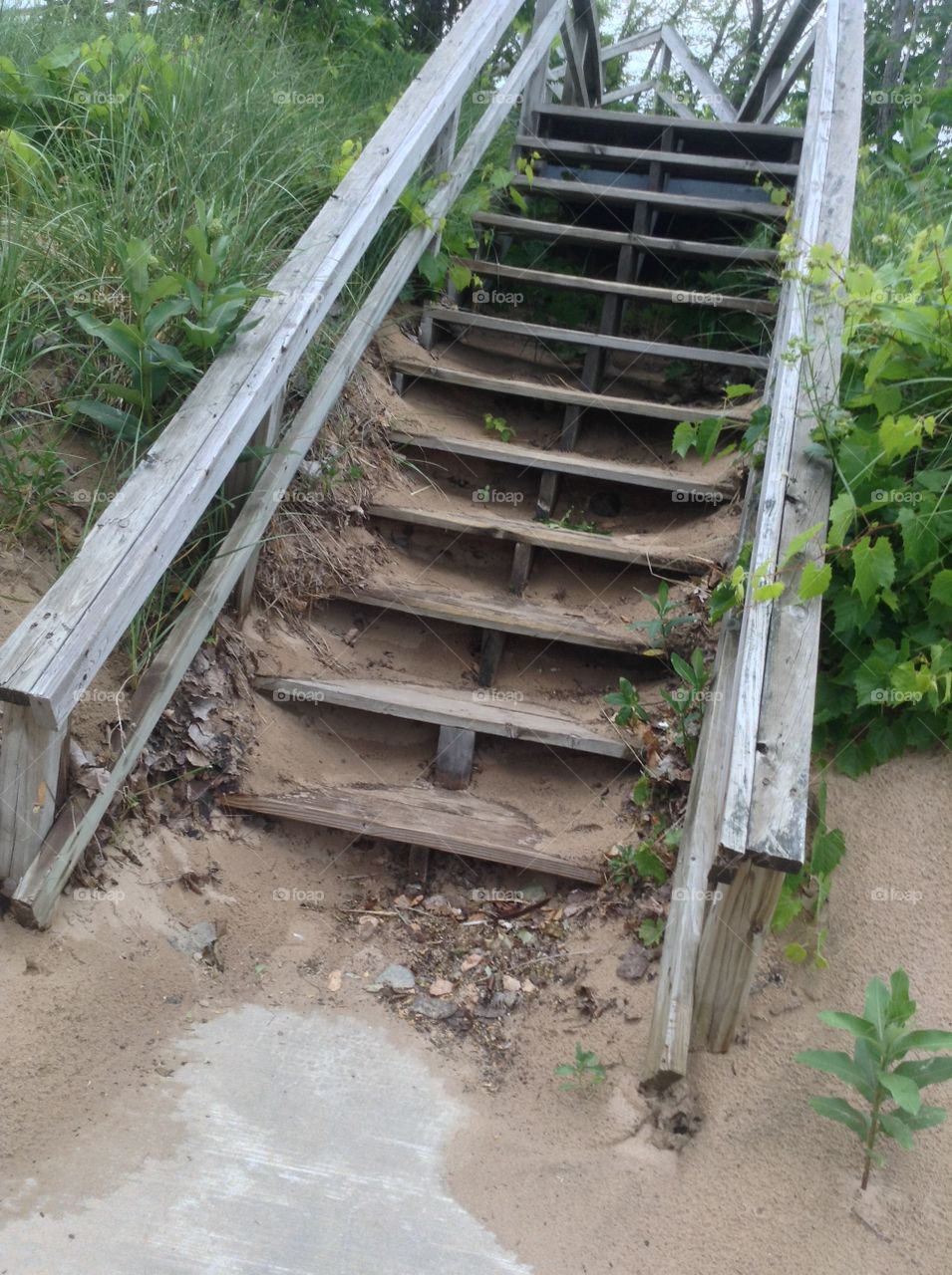 Walk to the sand. Stairs 