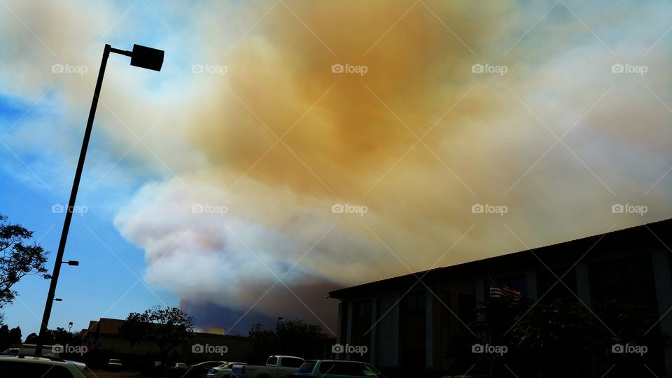 Azusa's Reservoir Fire Seen From Upland.