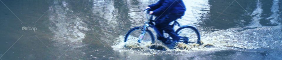 Floods. Flooded road 