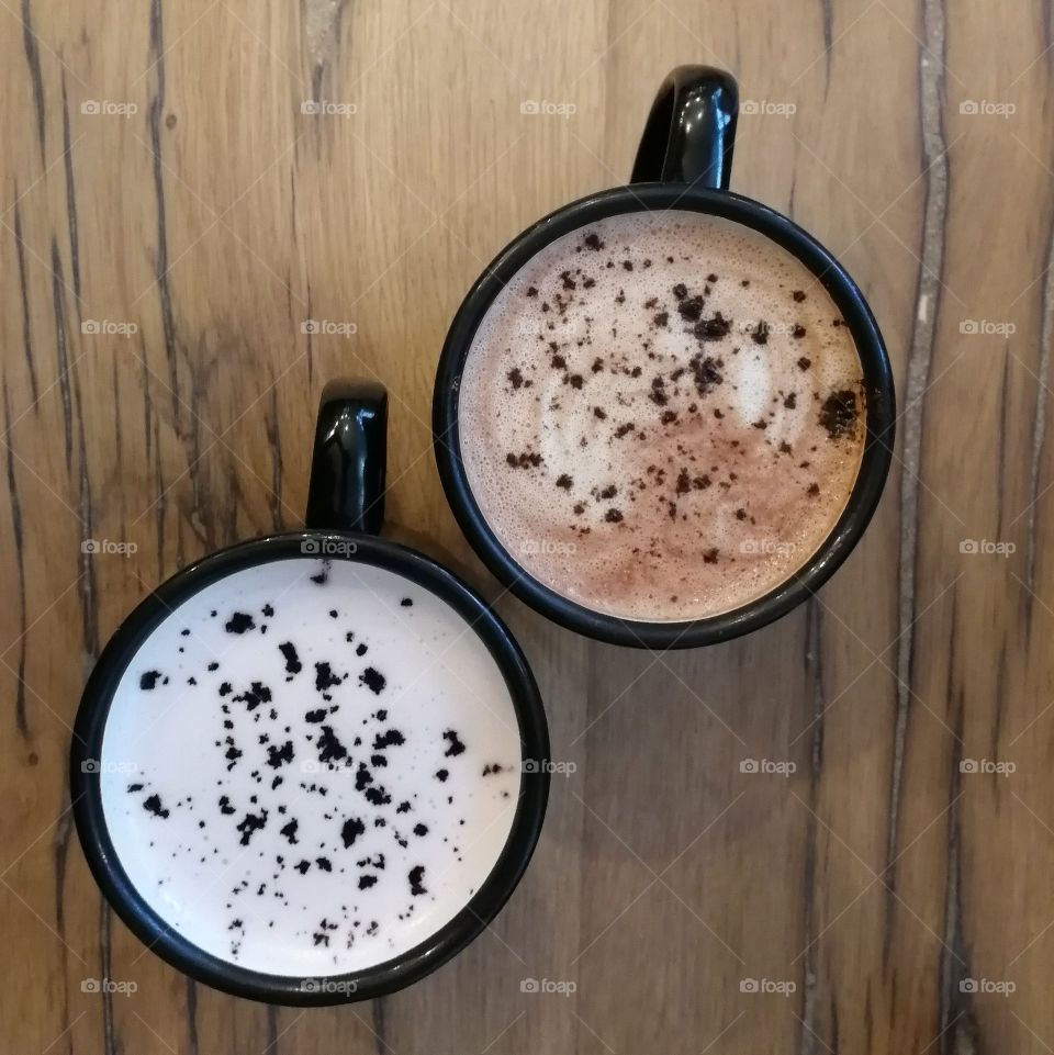 hot chocolate and cappuccino
