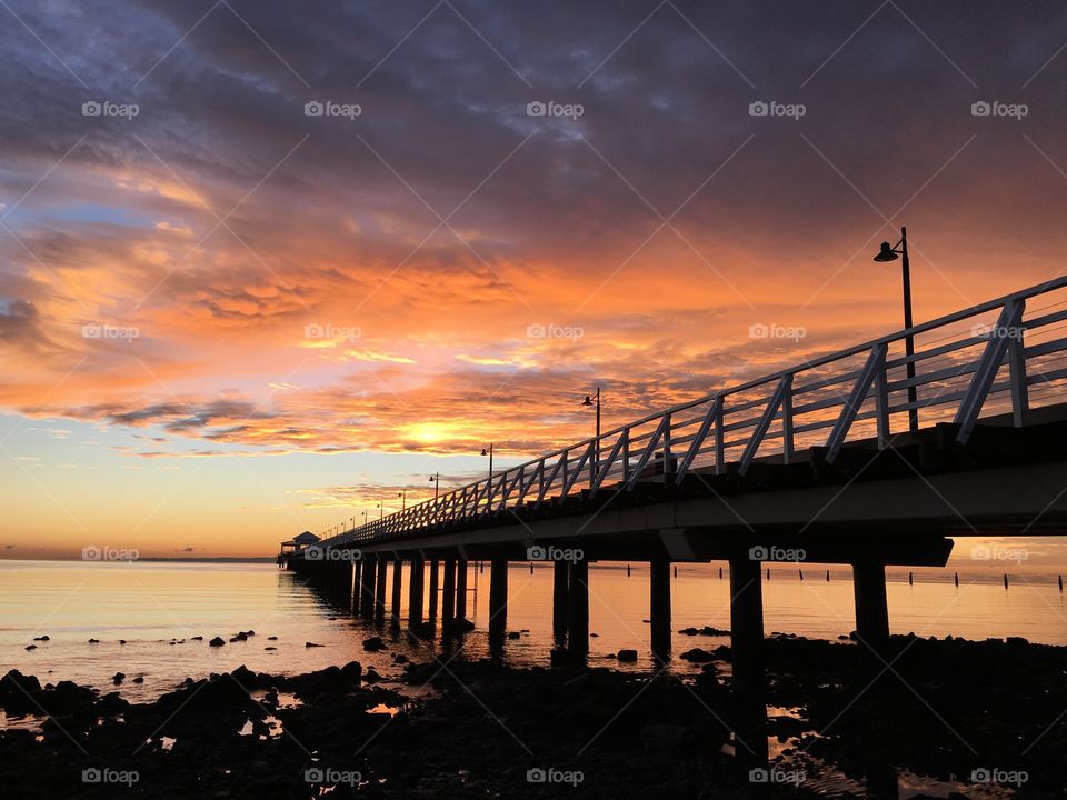 Sun coming up over Shorncliffe jetty 