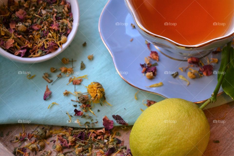 Overhead view of a teacup