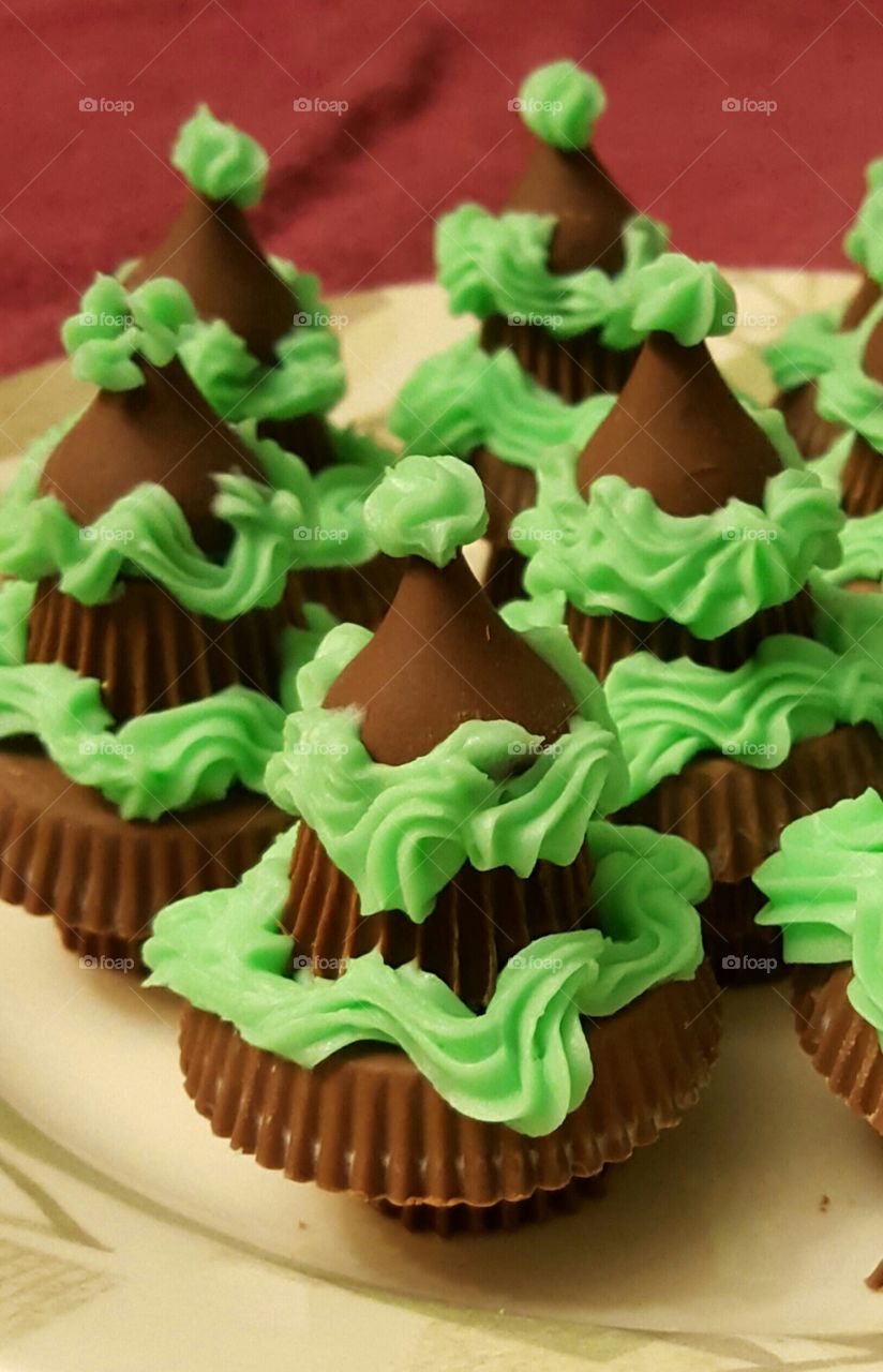 Reese's peanut butter cups and Hershey Christmas trees