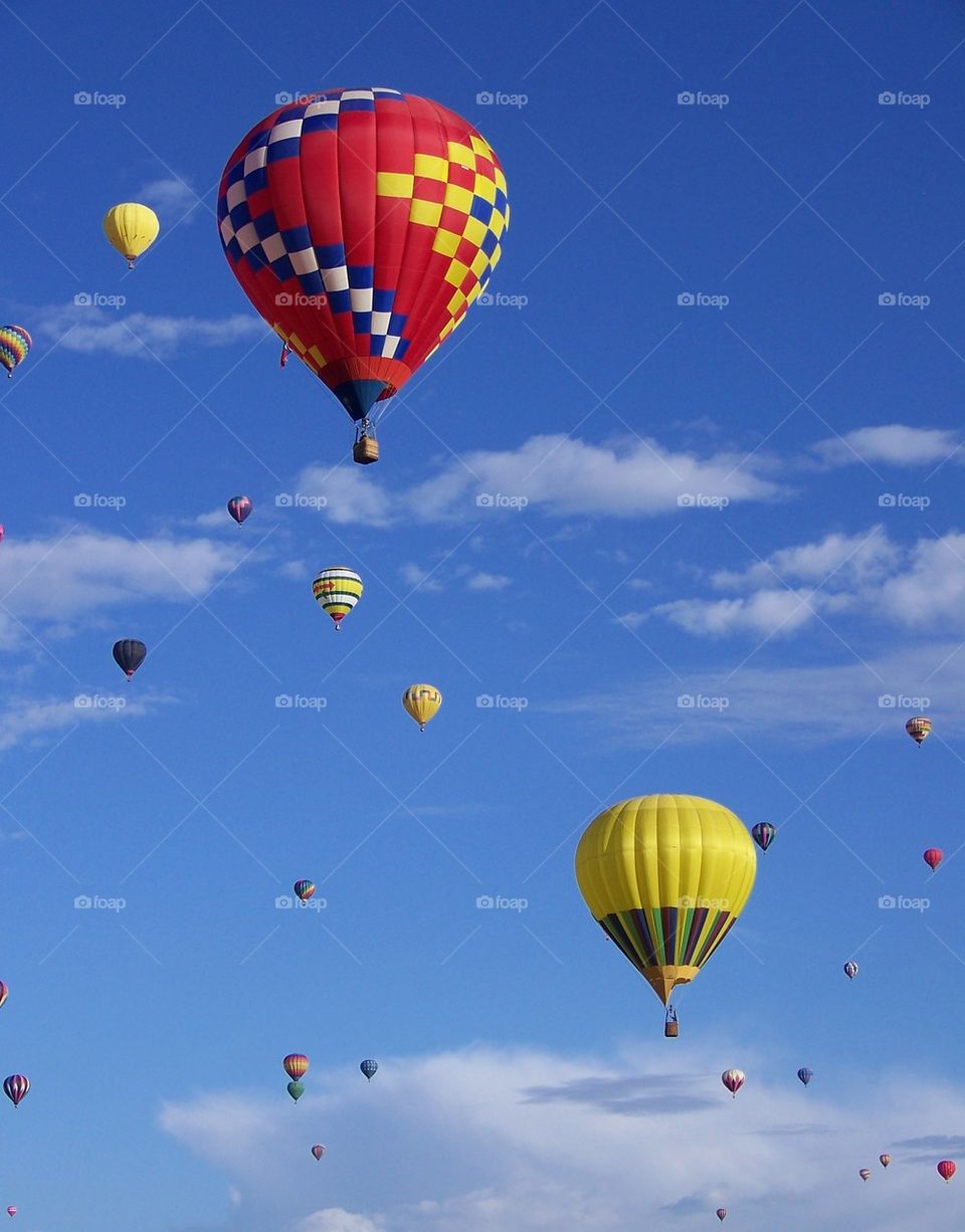 View of Hot air balloons in sky