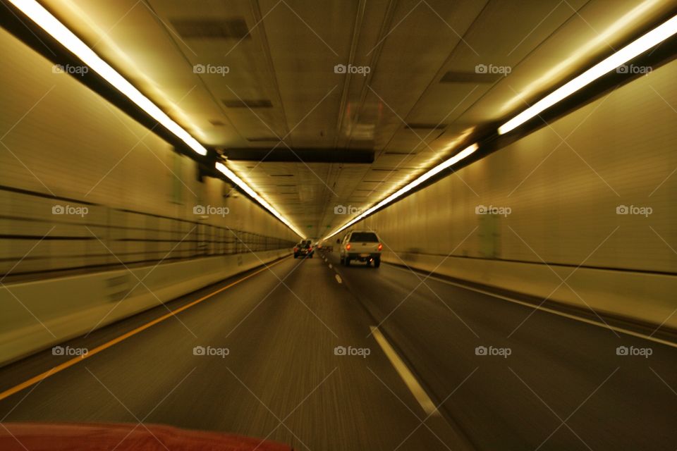 Speeding through tunnel 