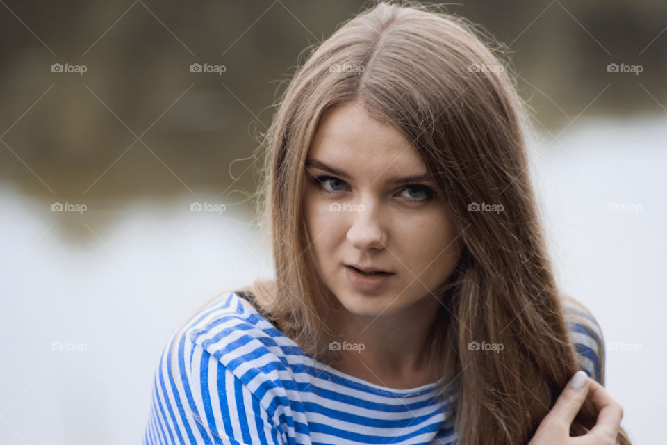 Girl, woman, people, blonde, blonde hair, striped shirt, short shorts, denim shorts, shore, lake, grass, reeds, old boat, feelings, emotions, tenderness, love, lifestyle, lifestyle, vacation