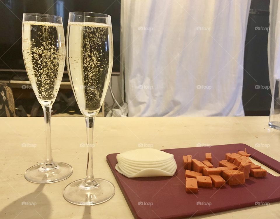 Champagne and cheese