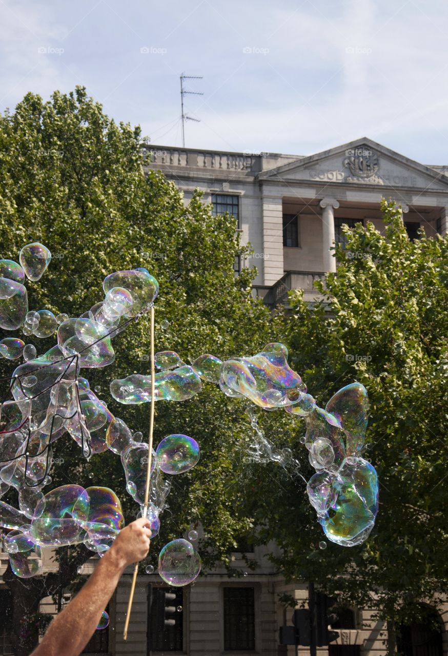 making soap bubbles