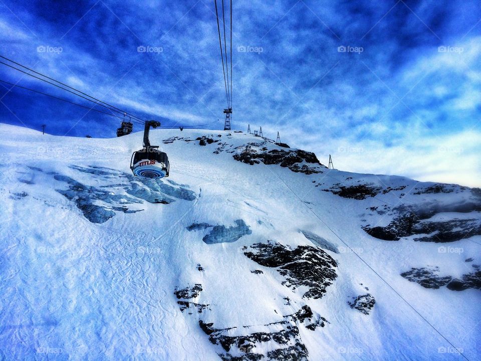 Scenic view of cable car in winter