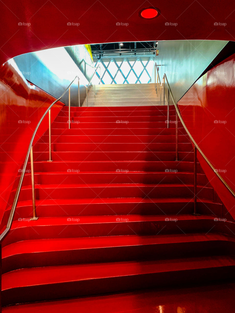 Red staircase at Seattle library 