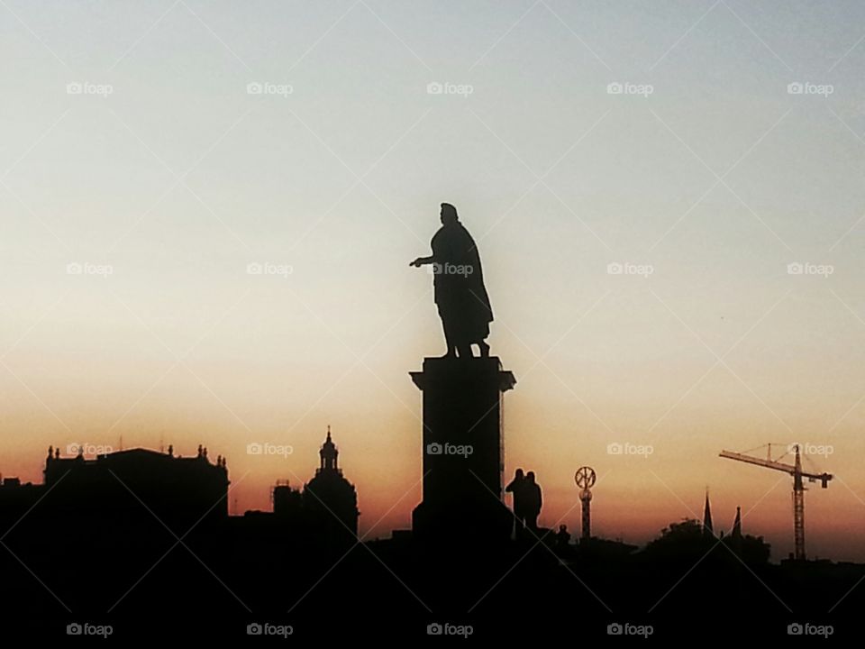 statue at dawn