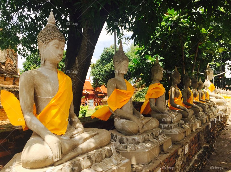Row of Buddhas in Thailand