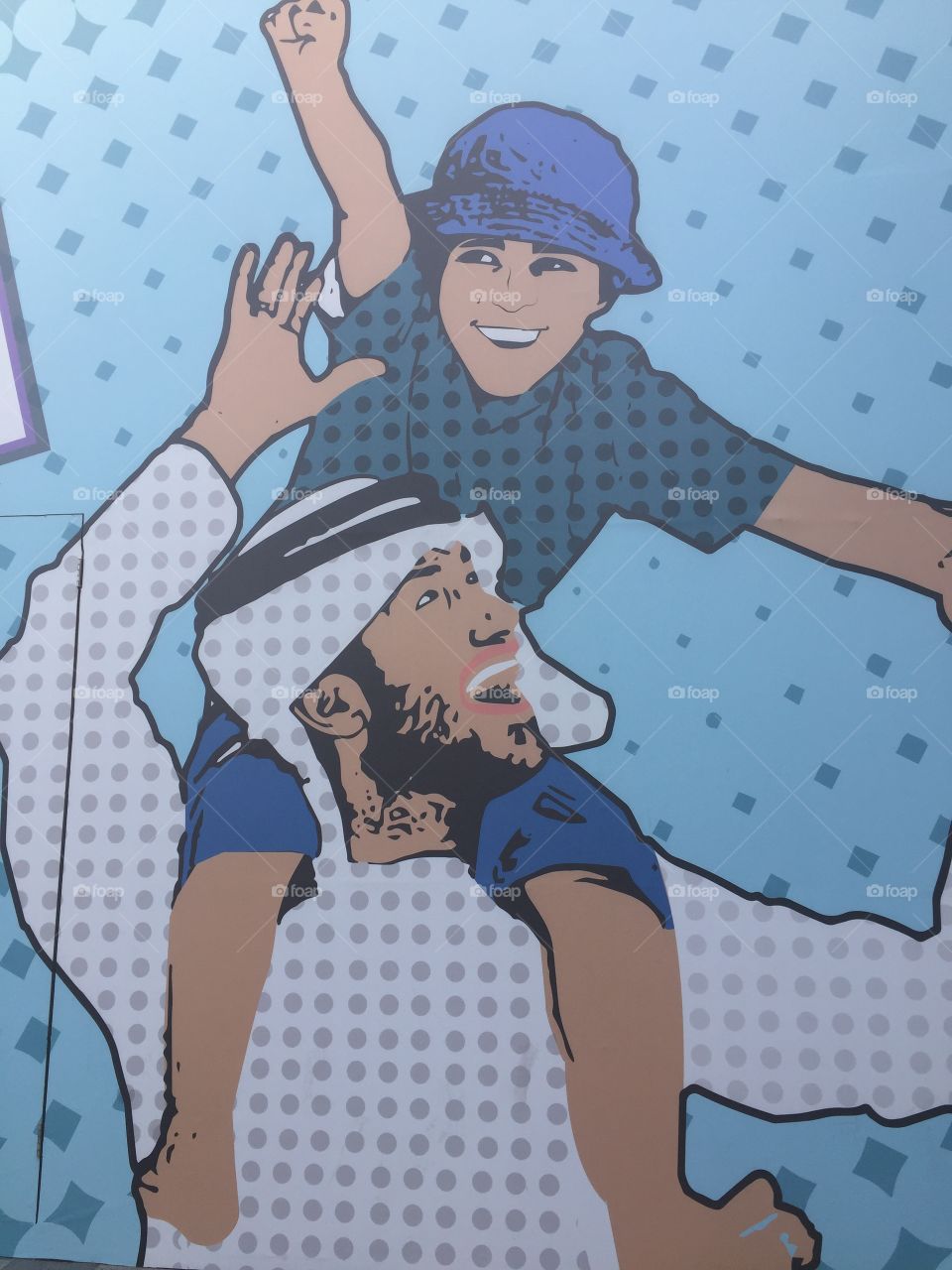 Father and son mural