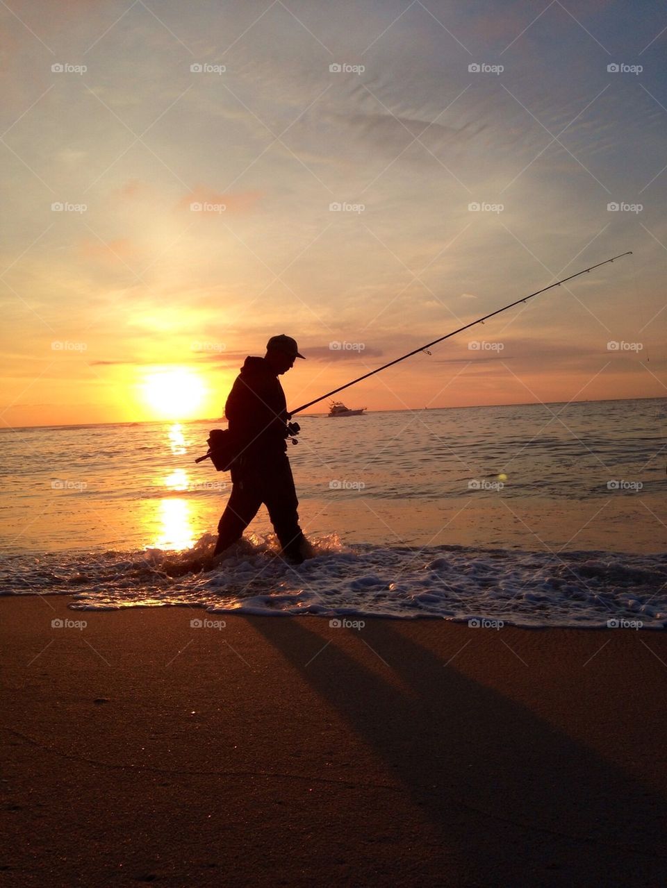 Fishing at sunrise 