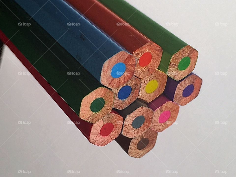 Core of assorted colored pencils