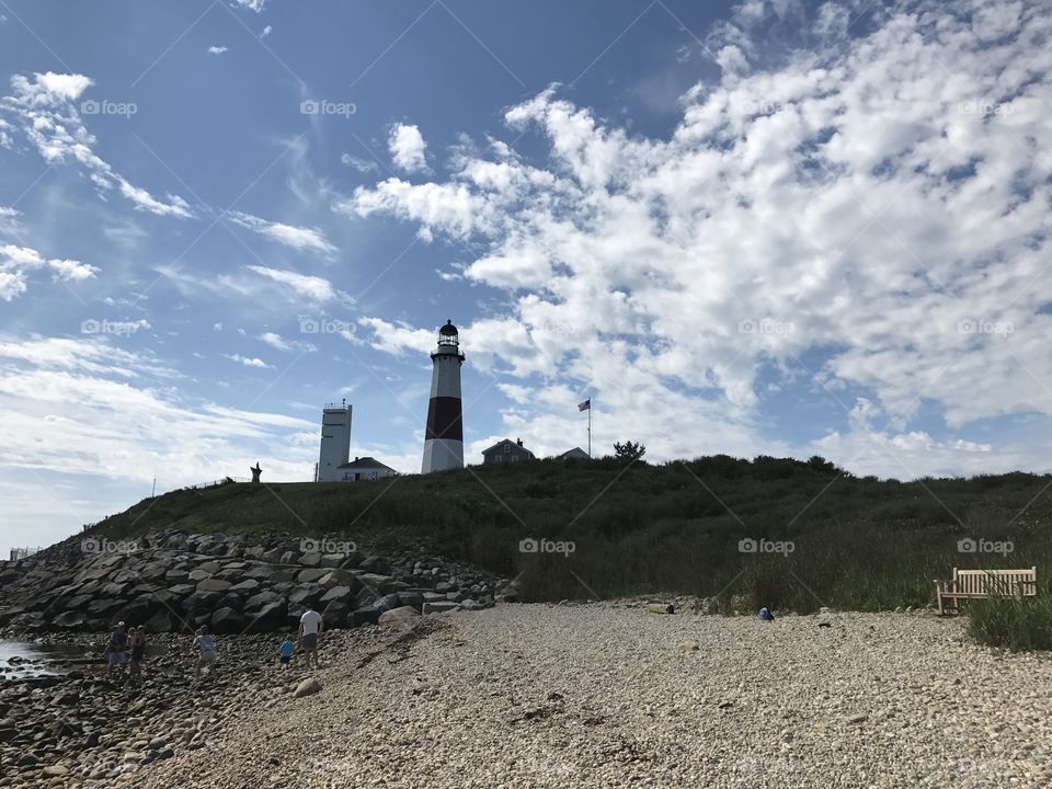 Landscape picture of lighthouse in Montauk, NY.