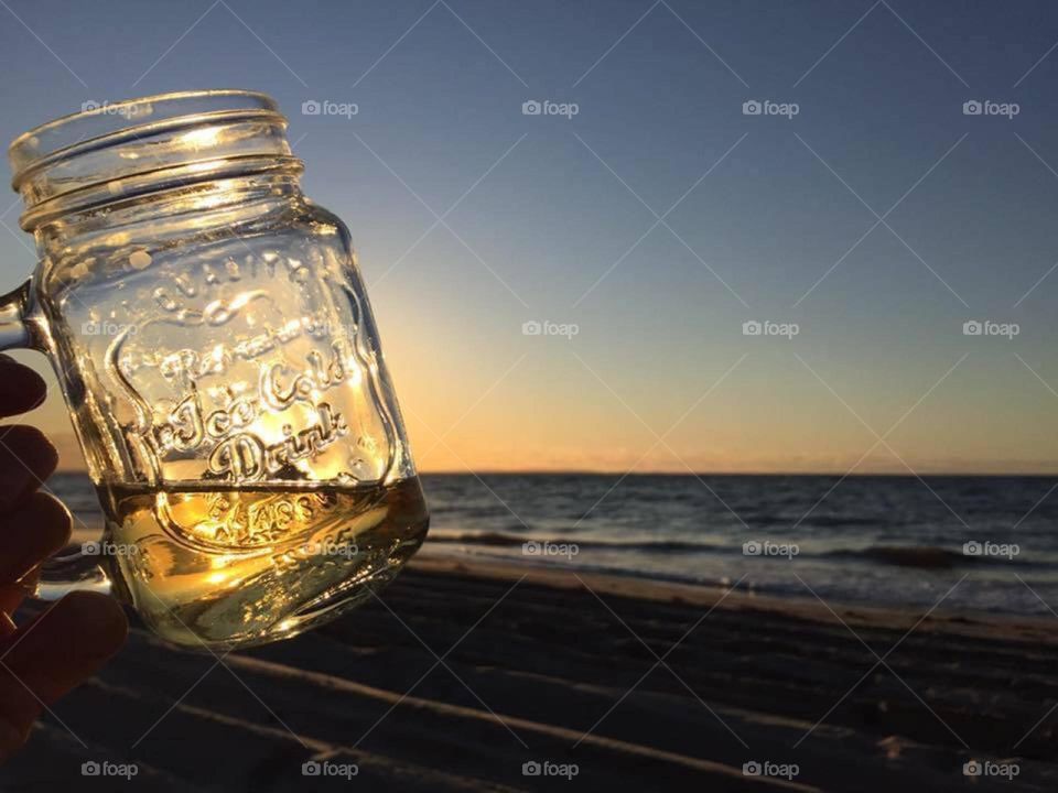 Summertime sunset drinks so good for the soul! An evening on the beach enjoying an ice cold drink, sun setting over the beautiful Southern ocean, light breeze through your hair.