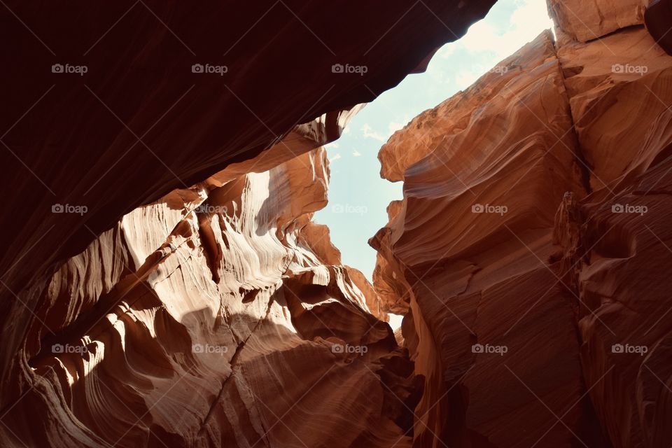 This was in Antelope Canyon in Arizona. Antelope Canyon consists of two smaller canyons, named Lower Antelope Canyon and Upper Antelope Canyon.