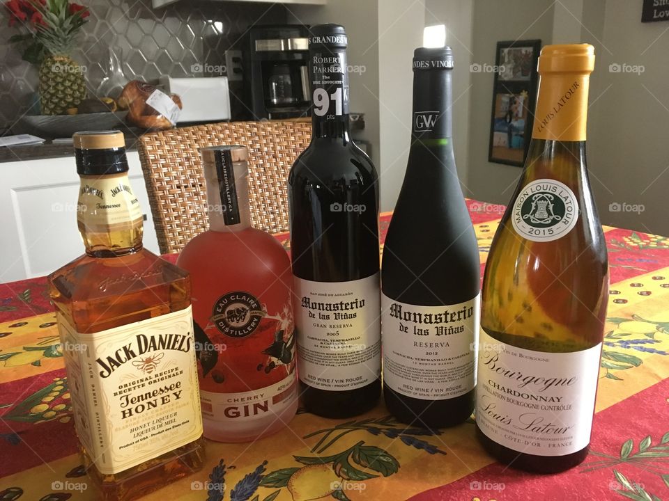 Dinners wine and drinks lineup 