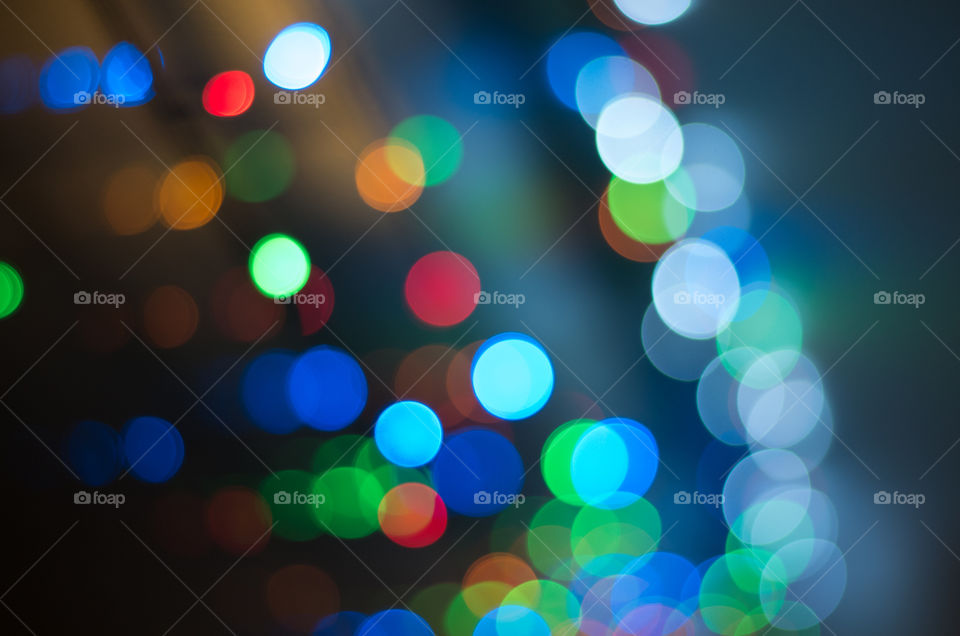 Bokeh effect of colorful christmas lights.