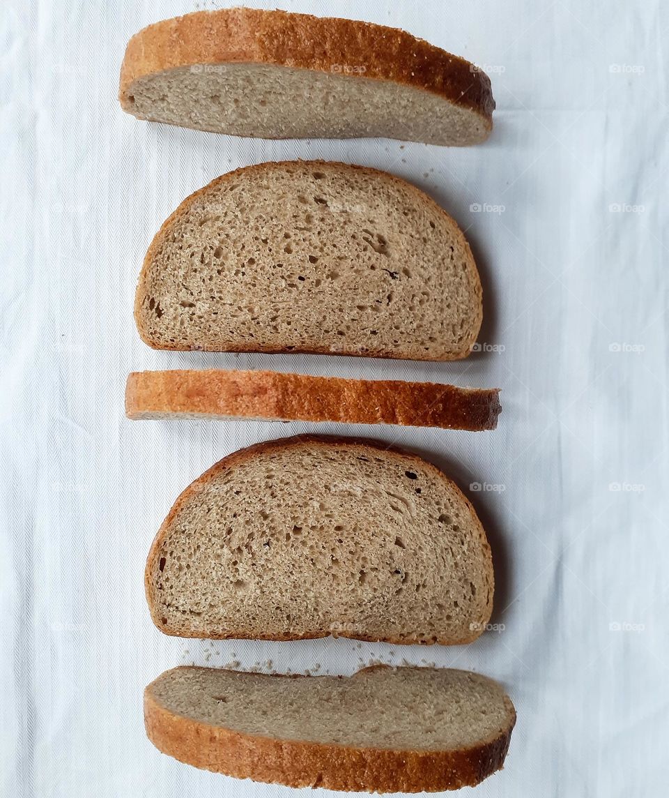 Pieces of freshly baked bread