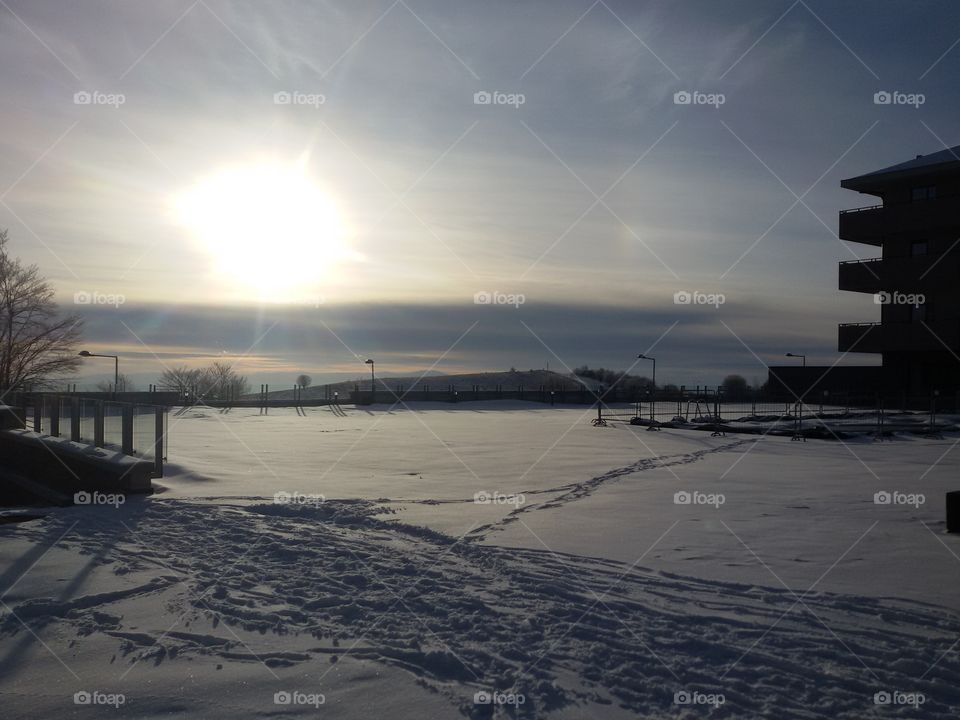 view of the sun in winter