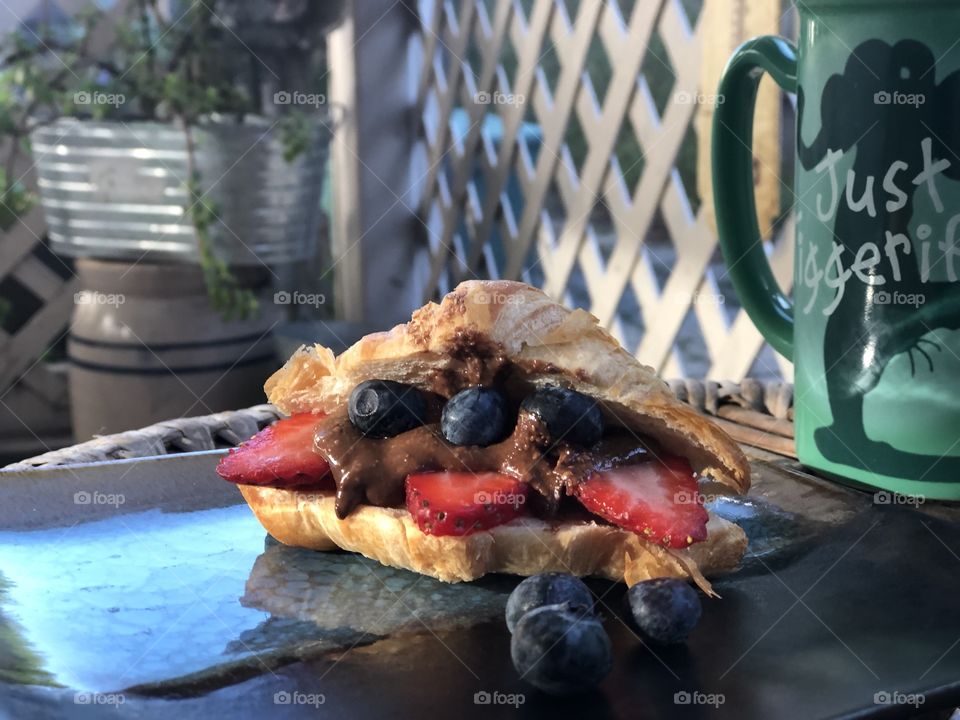 Almond butter Croissant with fresh fruit 