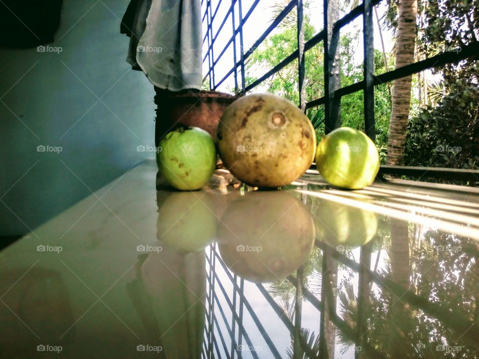 reflection of fruits