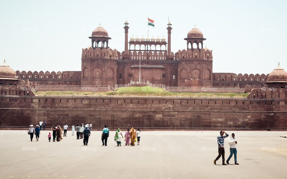Red Fort Delhi India 1 May 2019 - Famous Red Fort also known as Blessed Fort, Agra Fort or Lāl Qila, made of massive red sandstone walls build by Mughal emperor Shah Jahan is historic palaces in world